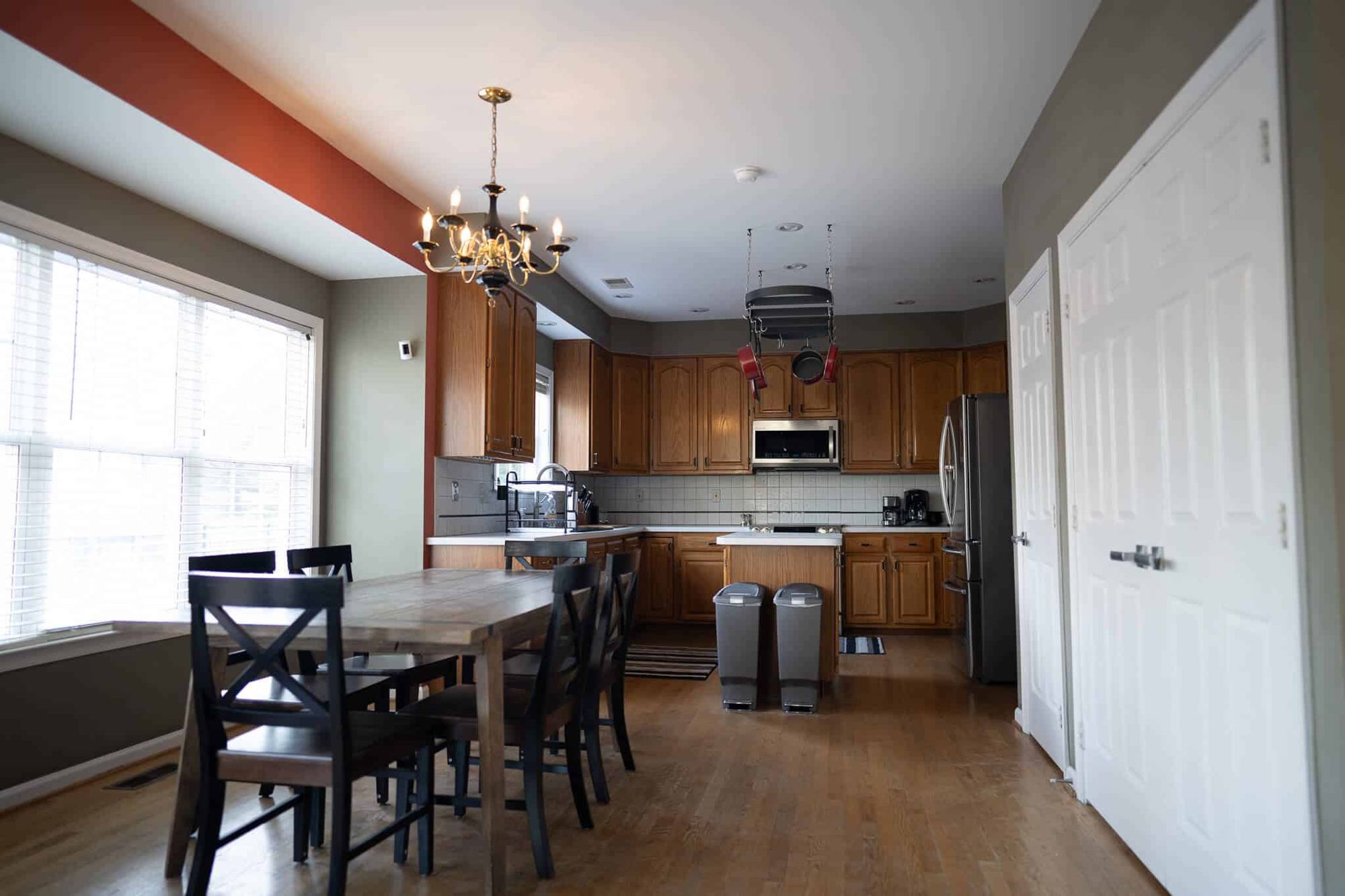 The kitchen and dining table at the Arnold home